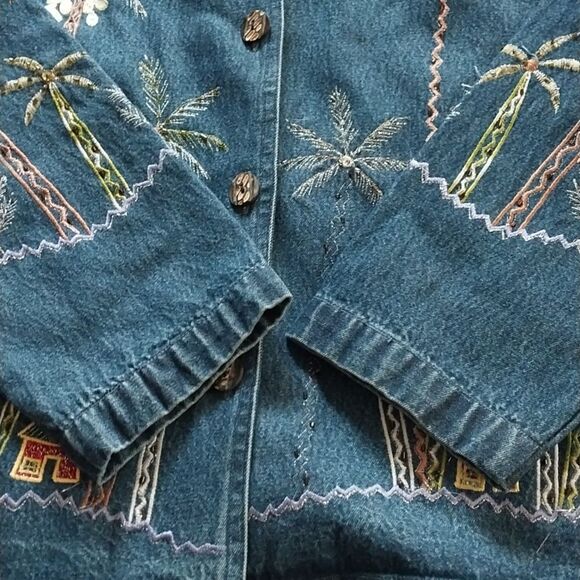 EARTH SEA & Sky denim lightweight button up jacket size XL - Picture 3 of 6